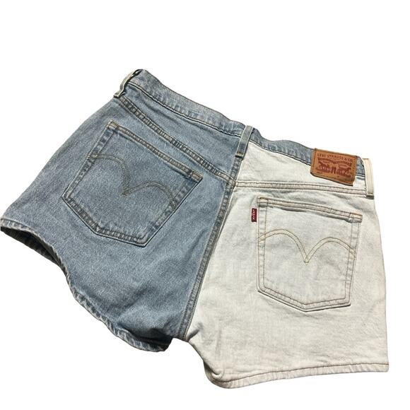 Levis 501 Original Two Toned Denim Hidden Button Front Stretch Jean Shorts 32 - Picture 3 of 10